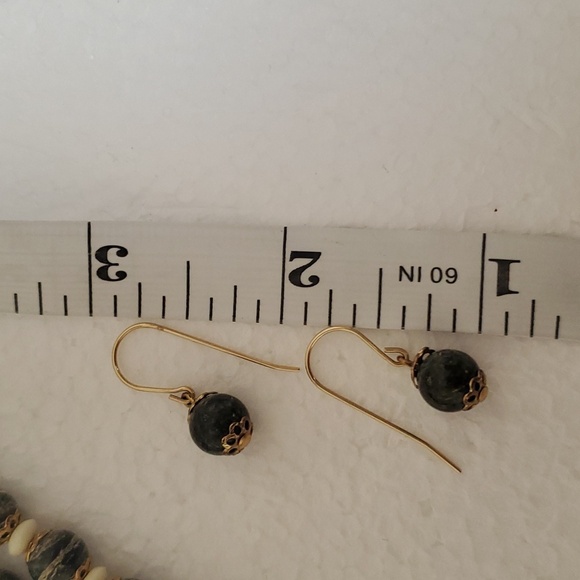 COPY - HANDMADE Green Zebra Jasper Bead & 14K Gold Handmade Necklace & Earrings - Picture 10 of 11